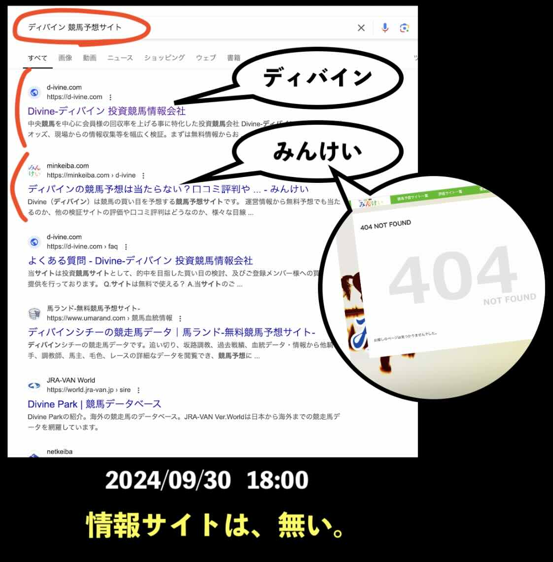 ディバインのサイト情報検索結果